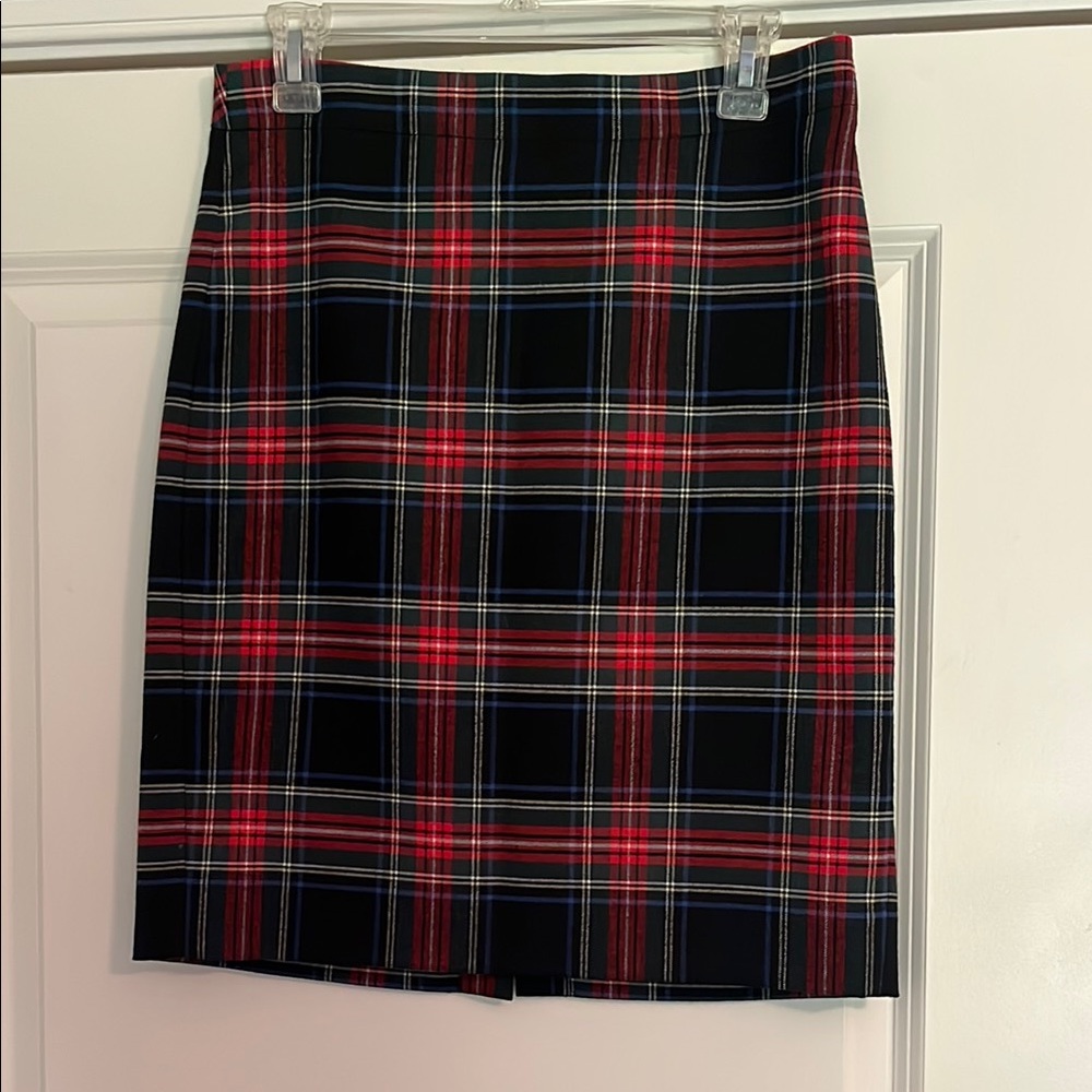 JCrew Plaid Red and Black Women's Pencil Skirt